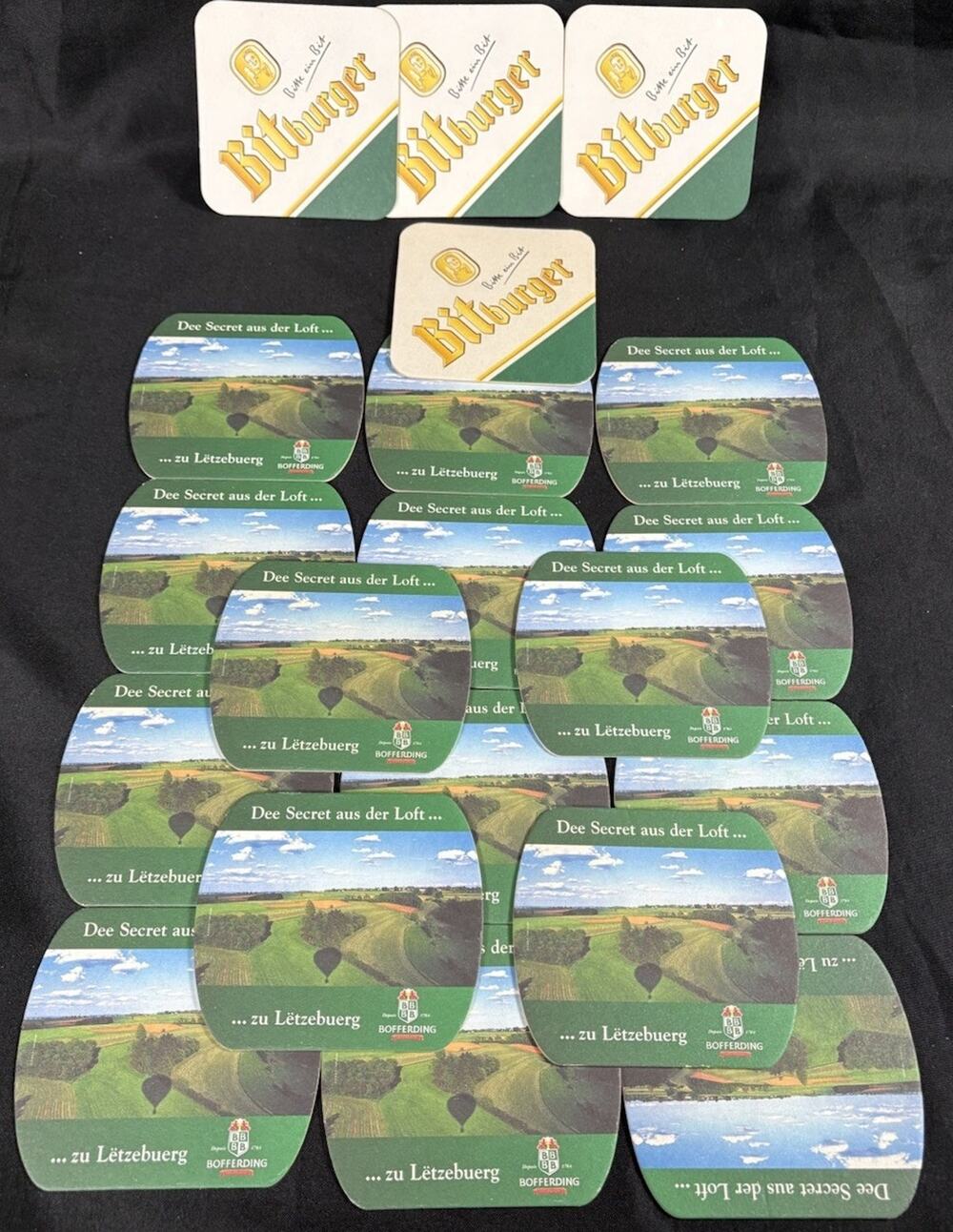 Vintage Bitburger Bofferding Beer Coasters
